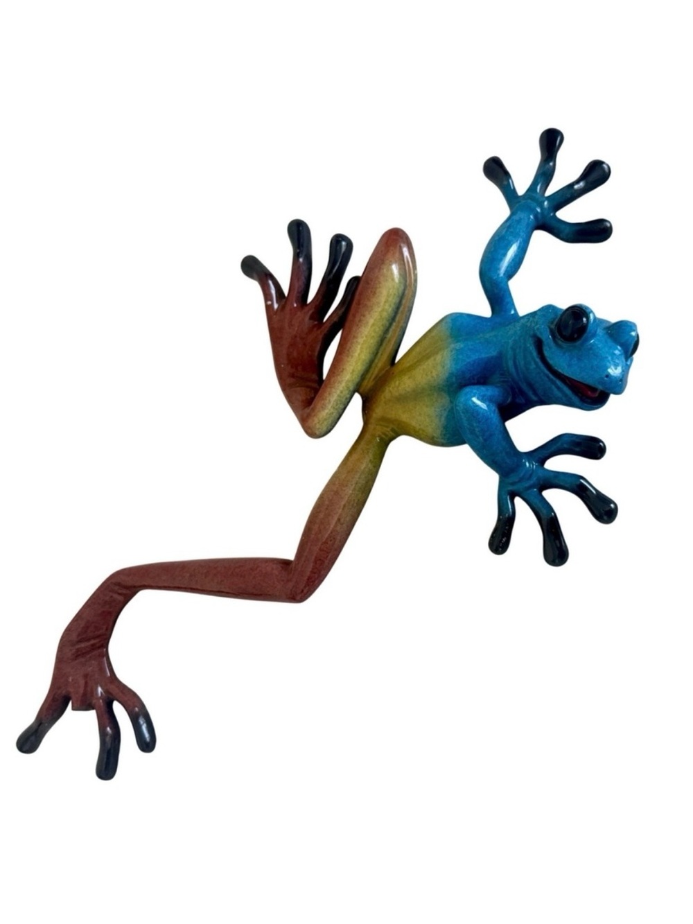 Vintage Kitty's Critters Desi Frog Figurine Blue Yellow Ombre Retired Y2K Decor